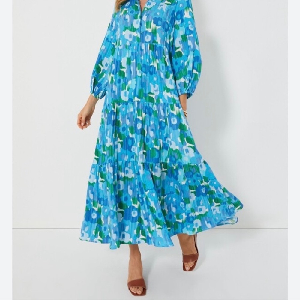 Pomander Place Blue Green Floral Maxi Dress
